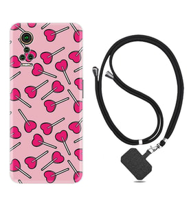 General Mobile GM 21 Pro GM 22 Pro Plus Kılıf Boyun Askılı Silikon Heart Lollipop 1414