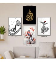 mevlana dini tablo resimli 4lü hd baskılı kanvas tablo resim