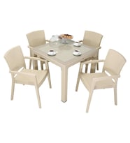Mandella Elit Rattan 90x90 Zeus Koltuk Camlı Masa Takımı ÇÖLBEJİ
