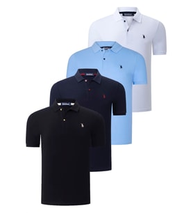 DÖRTLÜ SET T8561 DEWBERRY ERKEK T-SHIRT-SİYAH-BEYAZ-LACİVERT-AÇIK MAVİ (Karışık)