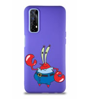 Realme 7 Soft Premier Kapak Bay Yengeç Tasarımlı Silikon Kılıf - Mor (Şeffaf)