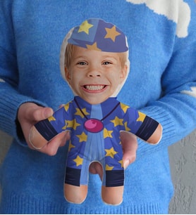 BK Gift Kişiye Özel Fotoğraflı Çocuk Kostümlü Bebek Yastık-1