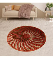 Jüt Hasır Kilim Görünümlü Dijital Baskılı Kaymaz Taban Yıkanabilir Modern Salon Halısı ve Yolluk (Kiremit)
