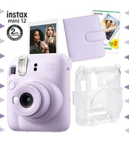 Instax mini 12 Lila Fotoğraf Makinesi-20'lu Film-Kare Albüm ve Şeffaf Kılıf Seti