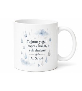 İsimli Yağmur Damlası Desenli Kupa Bardak Özel Tasarım Hediye