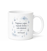 İsimli Yağmur Damlası Desenli Kupa Bardak Özel Tasarım Hediye