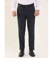 Lacivert Erkek Slim Fit Balıksırtı Desenli Klasik Pantolon