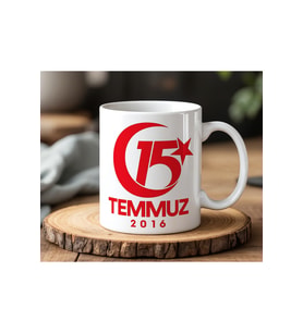 15 Temmuz Tasarımlı Beyaz Seramik Baskılı Kupa Bardak 330ml
