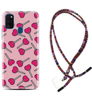 Samsung M21 M22 M23 M30 M31S M32 Kılıf Boyun Asklı Rasta Silikon Heart Lollipop 1414