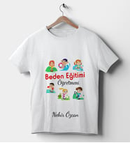 Beden Eğitimi Öğretmenlerine Özel Kişiselleştirilebilir Tişört. (Beyaz)