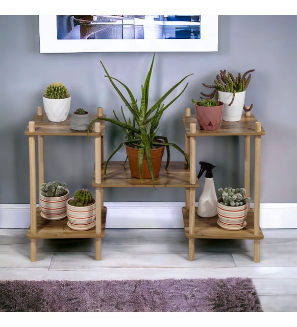 Asudehome Saksı Standı Bahçe 5 Raflı Saksılık Çiçek Rafı Ahşap Saksılık Çiçeklik No3