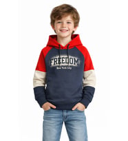 Monox Erkek Çocuk Feedom Baskılı 3 İplik Şardonlu Kapşonlu Sweatshirt (Kırmızı)