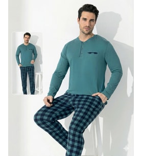 LYYN Boyraz 0689 Erkek Uzun Kol Penye Pijama Takımı