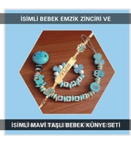 Sahi Aksesuar İsimli Bebek Emzik Zinciri ve İsimli Bebek Künye Seti BEZYI640
