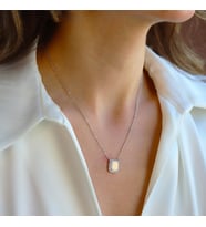 Baget Opal Taşlı Gümüş Kolye