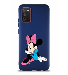 Samsung Galaxy A02S Soft Premier Kapak Minnie Mouse-E Tasarımlı Silikon Kılıf - Lacivert (Şeffaf)