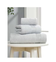 3 lü Banyo Havlusu Seti Pamuklu Ritim Açık Gri (Çok Renkli)