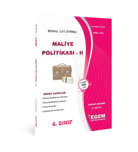 Egem Yayınları Aöf Açık Öğ. Maliye Politikası 2 Konu Anlatımlı Soru Bankası (Çok Renkli)