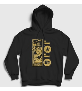 Presmono Unisex Siyah Jotaro Kujo V3 Anime Jojo Kapüşonlu Sweatshirt 322457tt