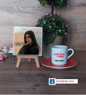 Sosyal Hizmet Uzmanı Fotoğraflı Dekoratif Taş, Ahşap Altlıklı Türk Kahvesi Fincanı Hediye (Model 8)