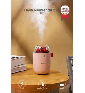 Torima Hava Nemlendiricisi Buhar Makinesi Led Işıklı Odun Ateşi Efektli 280 ML H16 Pembe