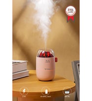 Hava Nemlendiricisi Buhar Makinesi Led Işıklı Odun Ateşi Efektli 280 ML H16 Pembe