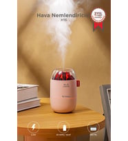 Torima Hava Nemlendiricisi Buhar Makinesi Led Işıklı Odun Ateşi Efektli 280 ML H16 Pembe
