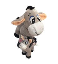Oyuncak Peluş Eşek Ve Eşek Sıpası Anne Ve Yavrusu 25 Cm 15 Cm (Çok Renkli)