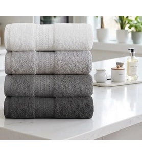 Biçomi %100 Doğal Pamuklu Ultra Emici & Hızlı Kuruyan 4'lü El ve Yüz Havlu Seti (50x85 cm – Antrasit
