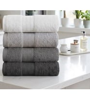 Biçomi %100 Doğal Pamuklu Ultra Emici & Hızlı Kuruyan 4'lü El ve Yüz Havlu Seti (50x85 cm – Antrasit