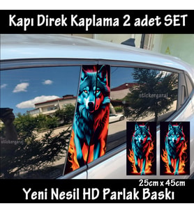 renkli kurt folyo - 2kapı için 2adet sticker kaplama - tuning modifiye
