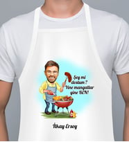 Kişiye Özel Mangalcı Chef- Aşçı Karikatür Mutfak Önlüğü