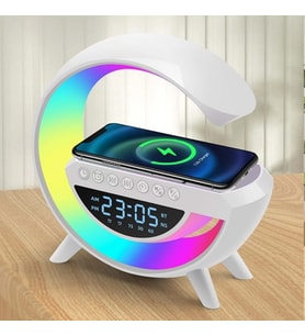 dijital saatli şarj edebilme özellikli bluetoothlu g hoparlör - masa lambası - gece lambası
