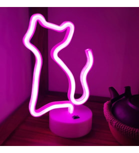 Neon Led Lamba Kedi Led Işıklı Lamba Pilli Masa Lambası