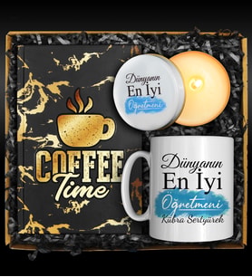 Öğretmenler Gününe Özel Tasarım Kupa & Defter & Özel Tasarım Mum Seti