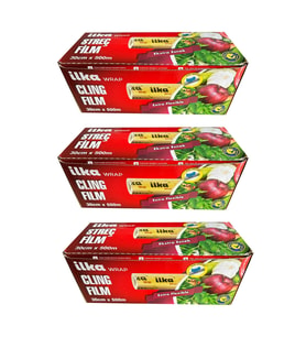 İlka Şeffaf Mutfak Rulo Streç Film Folyo - 30 Cm. x 500 Metre - Gıdaya Uygun - 3 Paket