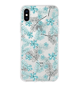 Apple iPhone X Uyumlu Kapak Floral Su Yeşili Tasarımlı Şeffaf  Kılıf