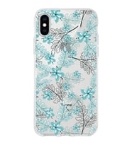 Apple iPhone X Uyumlu Kapak Floral Su Yeşili Tasarımlı Şeffaf  Kılıf