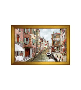 Manzara Temalı Kanvas Tablo 80 x 110 cm Gold Çerçeve