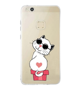 Huawei P10 Lite Uyumlu Kapak Coolcat Tasarımlı Şeffaf Silikon Kılıf