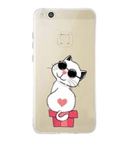Huawei P10 Lite Uyumlu Kapak Coolcat Tasarımlı Şeffaf Silikon Kılıf
