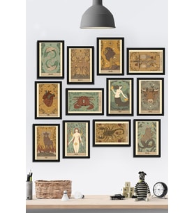 Çerçeve Görünümlü Burçlar Astroloji Temalı Mdf Tablo Seti (80x80 Cm) 12 Parça