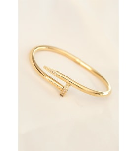 Çelik Gold Renk Taşlı Çivi Model Bileklik (Çok Renkli)