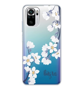 Xiaomi Art White Flowers Tasarımlı Şeffaf Telefon Kılıfı