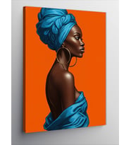 Kanvas Tablo Mavi Fularlı Afrikalı Kadın
