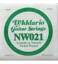 Daddario NW021 Elektro ve Akustik Tek Tel Nickel Wound, (SOL), .021