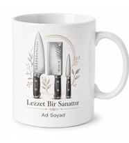 Bıçak Seti Temalı Şef Kupası Özel Tasarım Baskılı Porselen Kupa Bardak Hediye