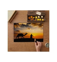 Deve ve İnsan Silüeti Tasarımı 240 parça Ahşap Puzzle Ahşap Kutuda MP03427