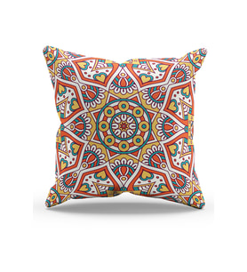 Moud's Çift Tarafı Baskılı India Pattern-4 Desenli Süet Kırlent Kılıfı