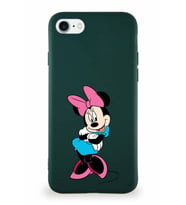 Apple iPhone SE 2020 Soft Premier Kapak Minnie Mouse-D Tasarımlı Silikon Kılıf - Yeşil (Şeffaf)